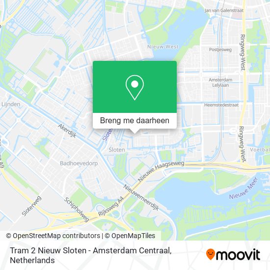 Tram 2 Nieuw Sloten - Amsterdam Centraal kaart