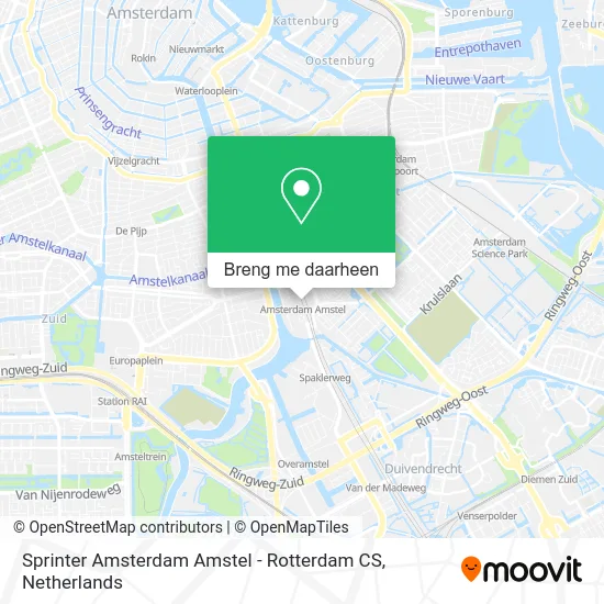 Sprinter Amsterdam Amstel - Rotterdam CS kaart