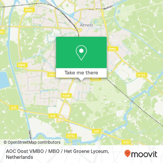 AOC Oost VMBO / MBO / Het Groene Lyceum kaart