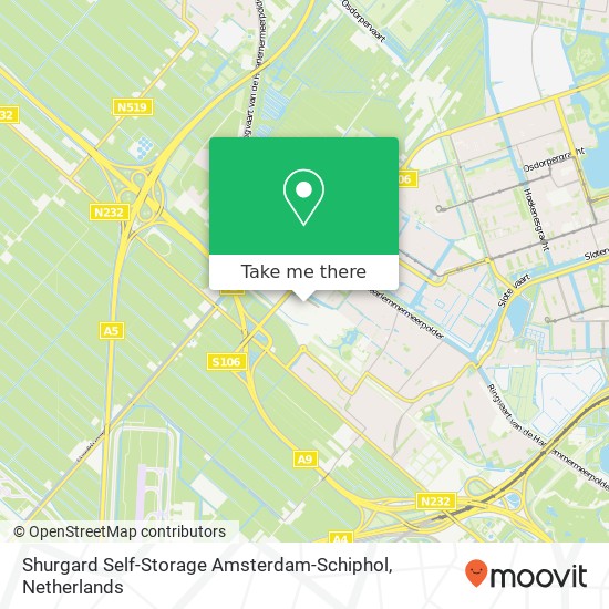 Shurgard Self-Storage Amsterdam-Schiphol kaart