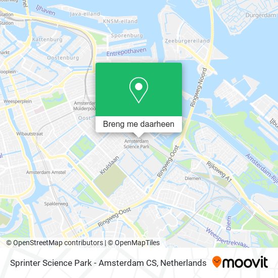 Sprinter Science Park - Amsterdam CS kaart