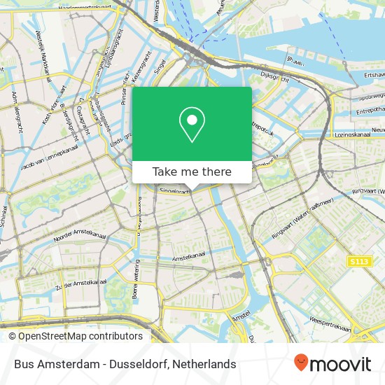 Bus Amsterdam - Dusseldorf kaart