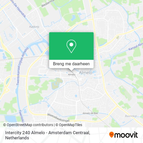Intercity 240 Almelo - Amsterdam Centraal kaart