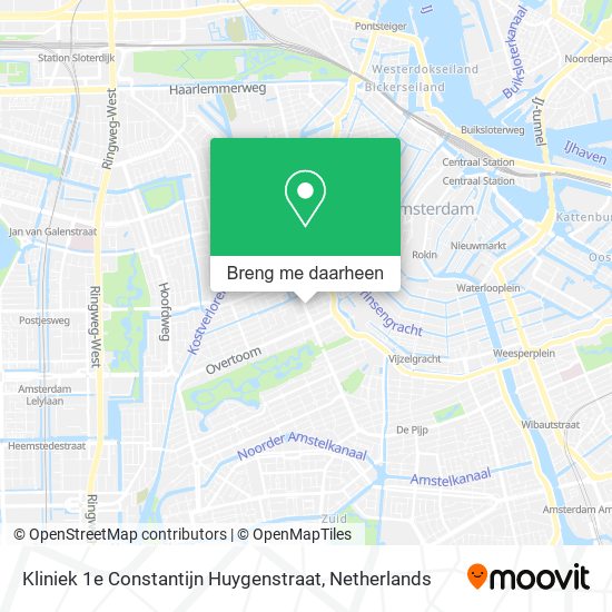 Kliniek 1e Constantijn Huygenstraat kaart