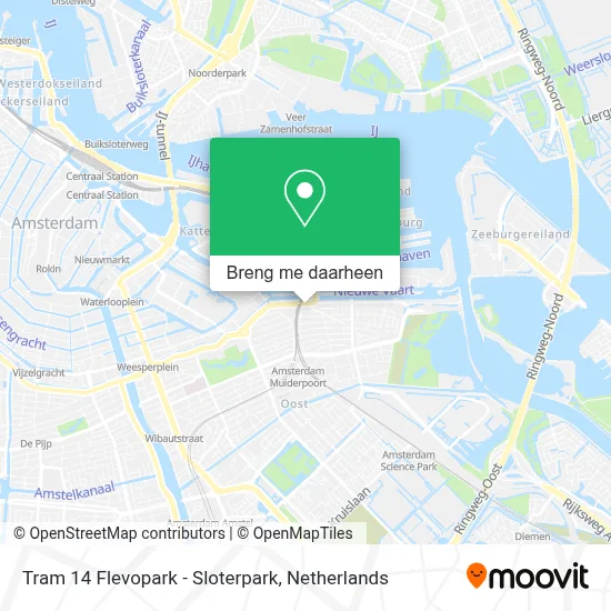 Tram 14 Flevopark - Sloterpark kaart