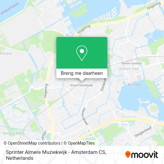 Sprinter Almere Muziekwijk - Amsterdam CS kaart