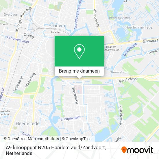 A9 knooppunt N205 Haarlem Zuid / Zandvoort kaart