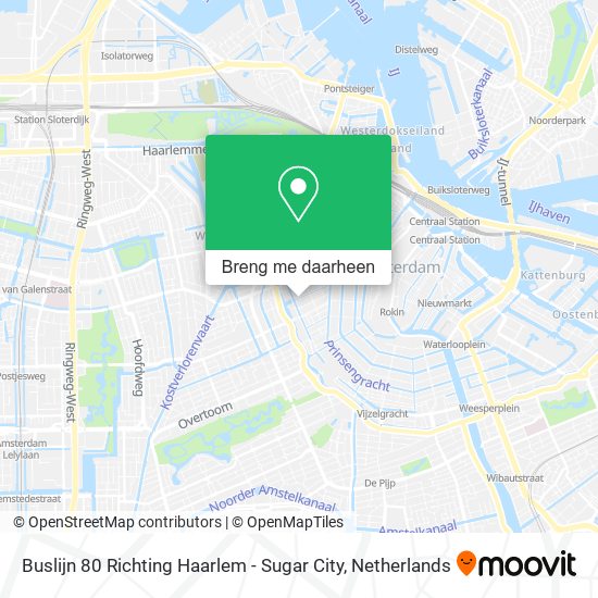 Buslijn 80 Richting Haarlem - Sugar City kaart