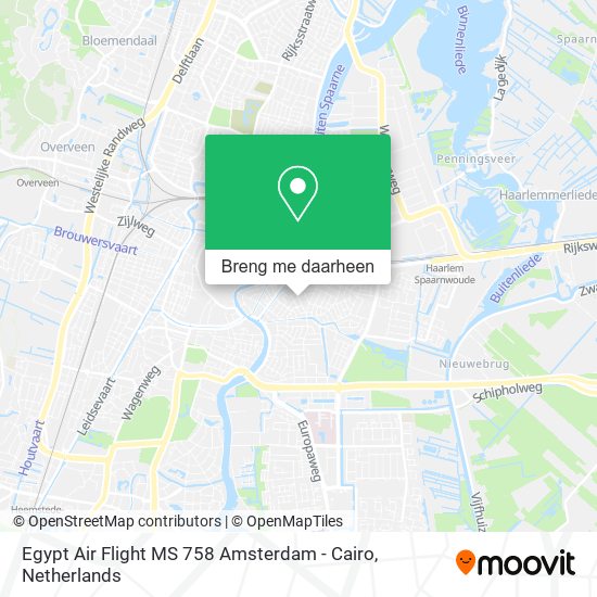 Egypt Air Flight MS 758 Amsterdam - Cairo kaart