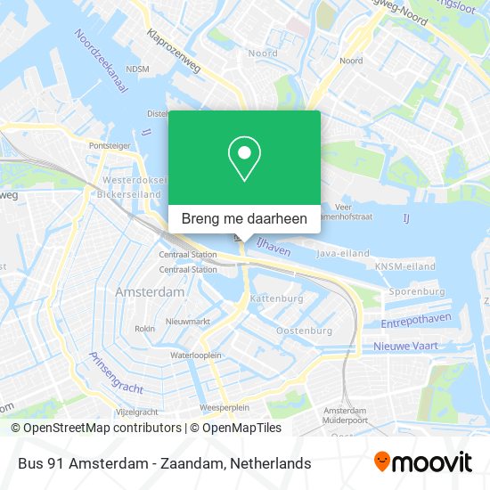 Bus 91 Amsterdam - Zaandam kaart