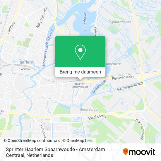 Sprinter Haarlem Spaarnwoude - Amsterdam Centraal kaart