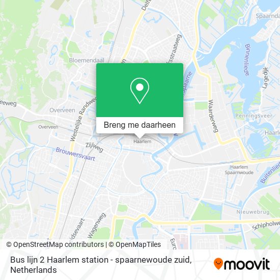 Bus lijn 2 Haarlem station - spaarnewoude zuid kaart