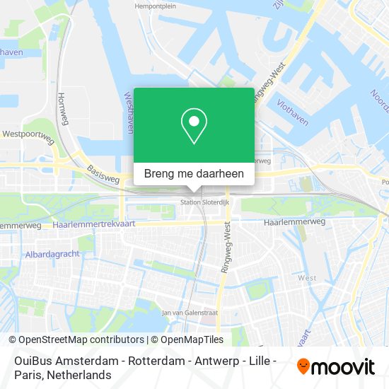 OuiBus Amsterdam - Rotterdam - Antwerp - Lille - Paris kaart