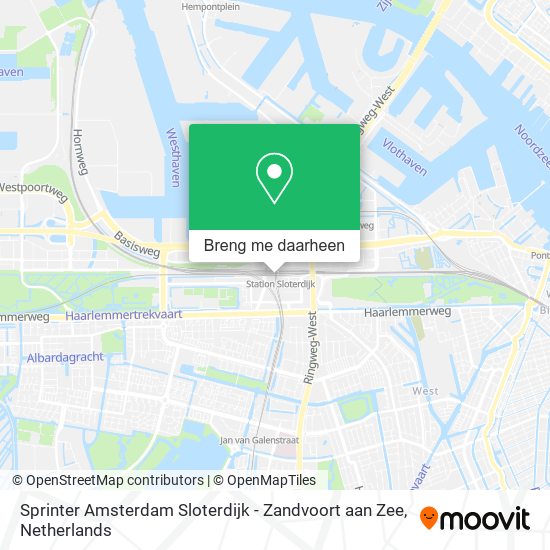 Sprinter Amsterdam Sloterdijk - Zandvoort aan Zee kaart