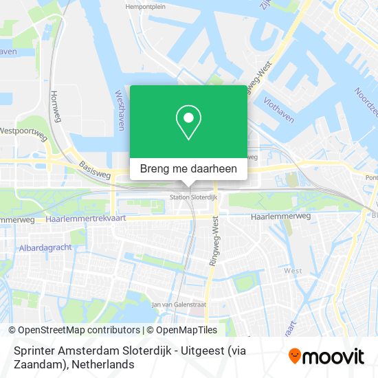 Sprinter Amsterdam Sloterdijk - Uitgeest (via Zaandam) kaart