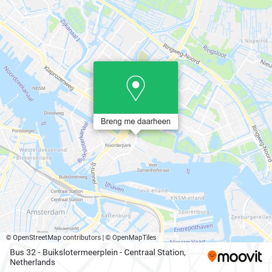 Bus 32 - Buikslotermeerplein - Centraal Station kaart