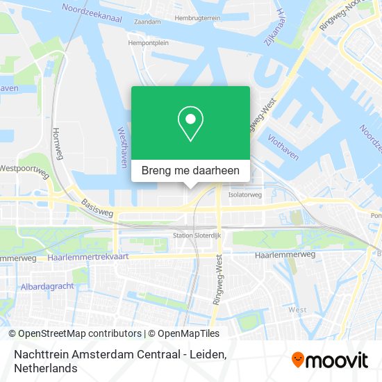 Nachttrein Amsterdam Centraal - Leiden kaart