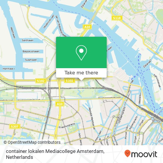 container lokalen Mediacollege Amsterdam kaart