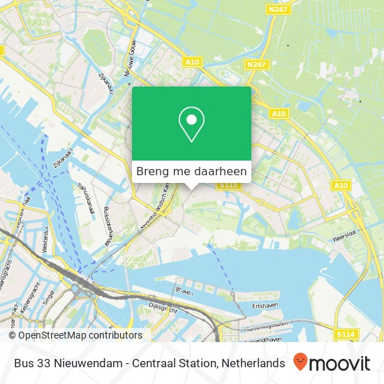 Bus 33 Nieuwendam - Centraal Station kaart