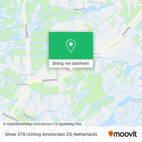 Qliner 378 richting Amsterdam ZO kaart