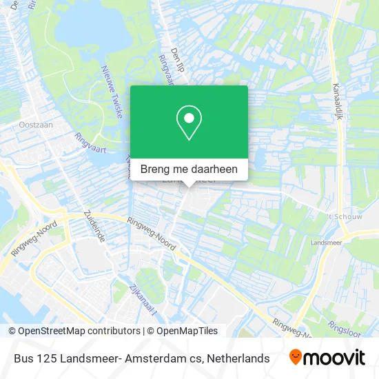 Bus 125 Landsmeer- Amsterdam cs kaart