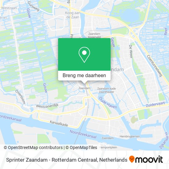 Sprinter Zaandam - Rotterdam Centraal kaart