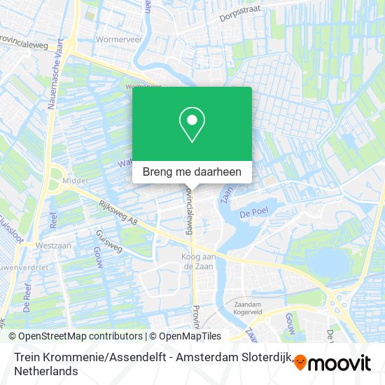 Trein Krommenie / Assendelft - Amsterdam Sloterdijk kaart