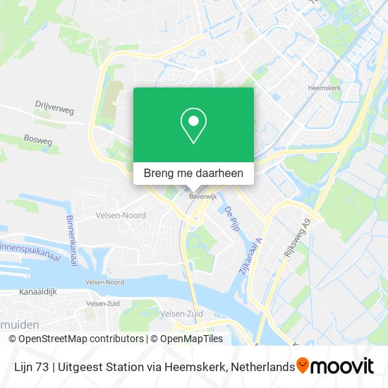 Lijn 73 | Uitgeest Station via Heemskerk kaart