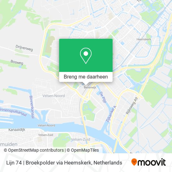 Lijn 74 | Broekpolder via Heemskerk kaart