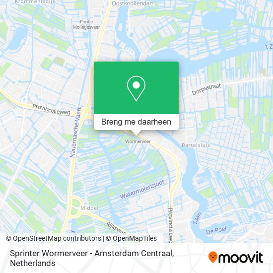 Sprinter Wormerveer - Amsterdam Centraal kaart