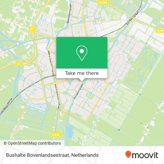 Bushalte Bovenlandsestraat kaart
