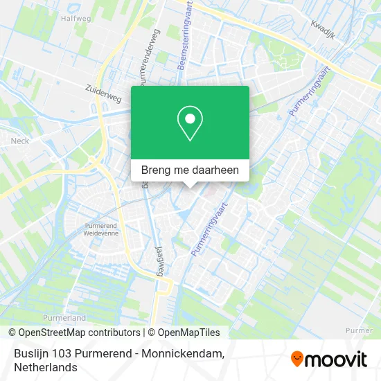 Buslijn 103 Purmerend - Monnickendam kaart