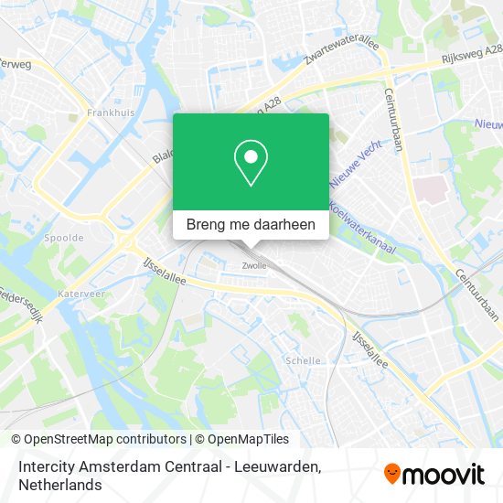 Intercity Amsterdam Centraal - Leeuwarden kaart