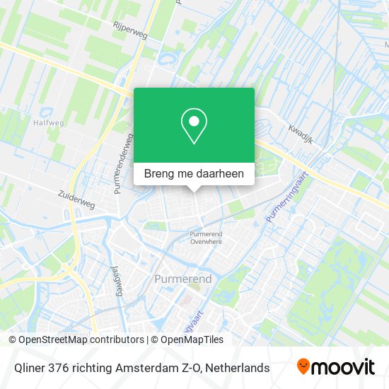 Qliner 376 richting Amsterdam Z-O kaart