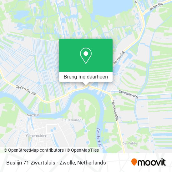 Buslijn 71 Zwartsluis - Zwolle kaart