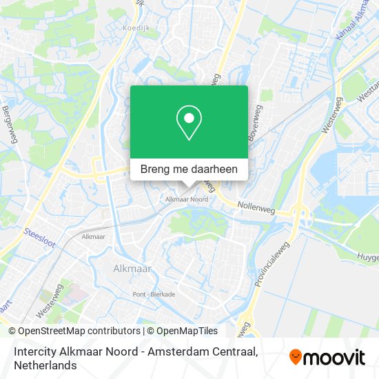 Intercity Alkmaar Noord - Amsterdam Centraal kaart