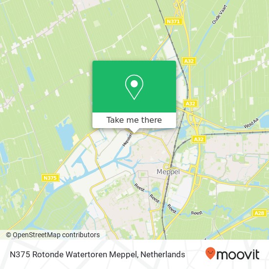 N375 Rotonde Watertoren Meppel kaart