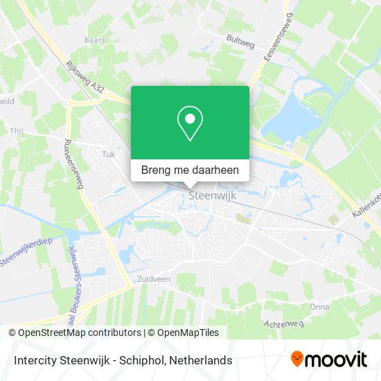 Intercity Steenwijk - Schiphol kaart