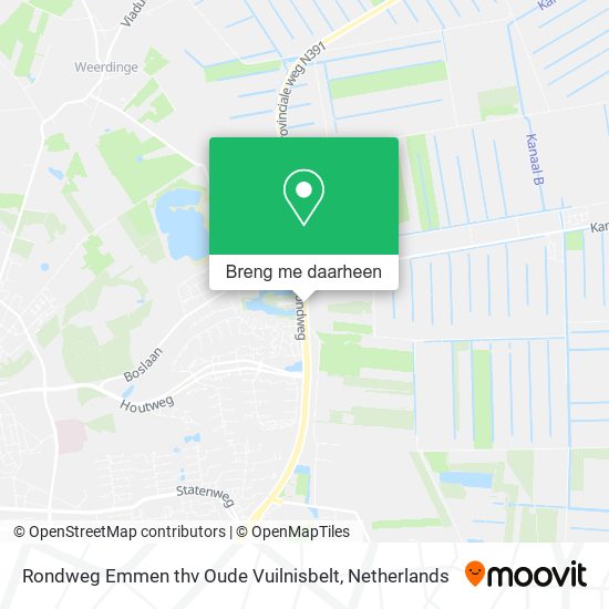 Rondweg Emmen thv Oude Vuilnisbelt kaart