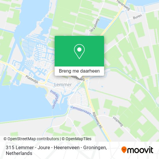 315 Lemmer - Joure - Heerenveen - Groningen kaart