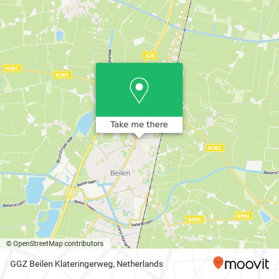 GGZ Beilen Klateringerweg kaart