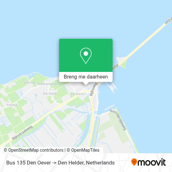 Bus 135 Den Oever -> Den Helder kaart