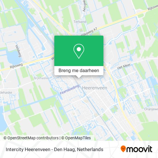 Intercity Heerenveen - Den Haag kaart