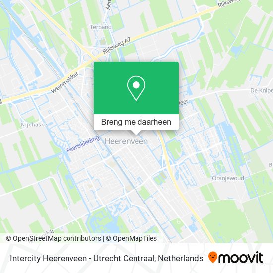 Intercity Heerenveen - Utrecht Centraal kaart