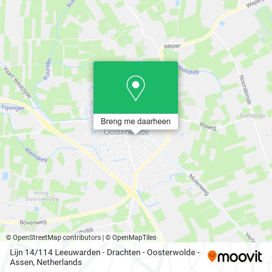 Lijn 14 / 114 Leeuwarden - Drachten - Oosterwolde - Assen kaart