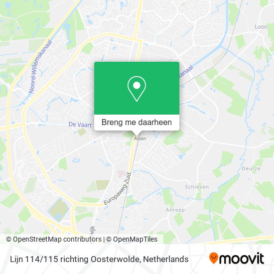 Lijn 114 / 115 richting Oosterwolde kaart