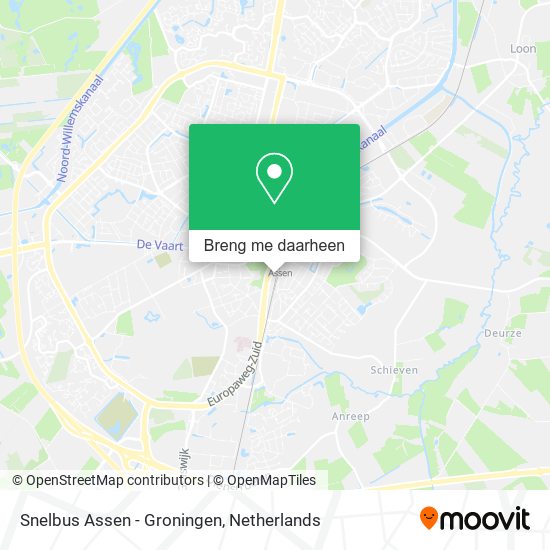 Snelbus Assen - Groningen kaart