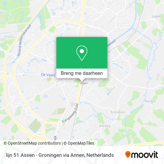 lijn 51 Assen - Groningen via Annen kaart