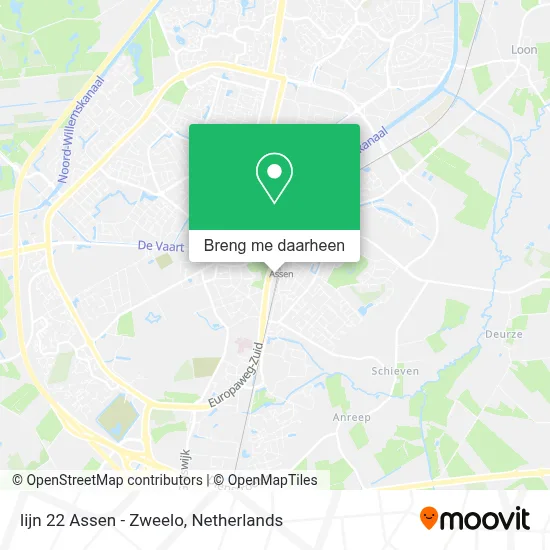 lijn 22 Assen - Zweelo kaart