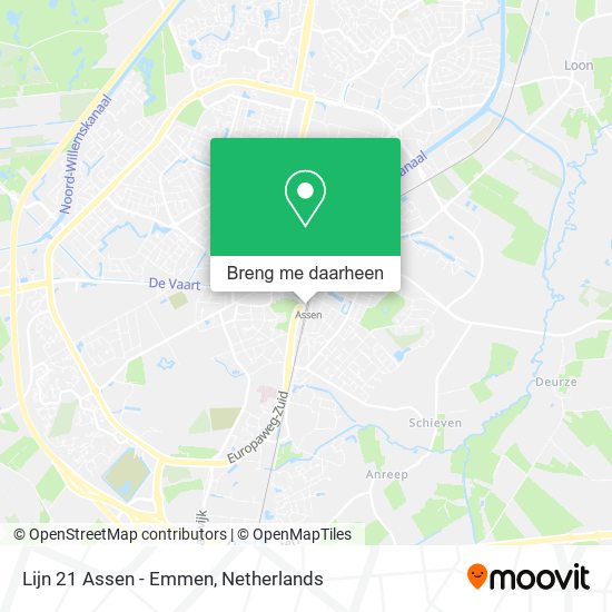 Lijn 21 Assen - Emmen kaart